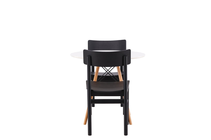 Venture Home Danburi Dining Table - Woodlook / Woodlook MDF +Montros Dining Chair - Natural / Natural Rubberwood _2