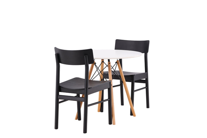 Venture Home Danburi Dining Table - Woodlook / Woodlook MDF +Montros Dining Chair - Natural / Natural Rubberwood _2