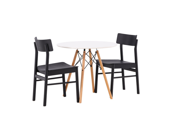 Venture Home Danburi Dining Table - Woodlook / Woodlook MDF +Montros Dining Chair - Natural / Natural Rubberwood _2