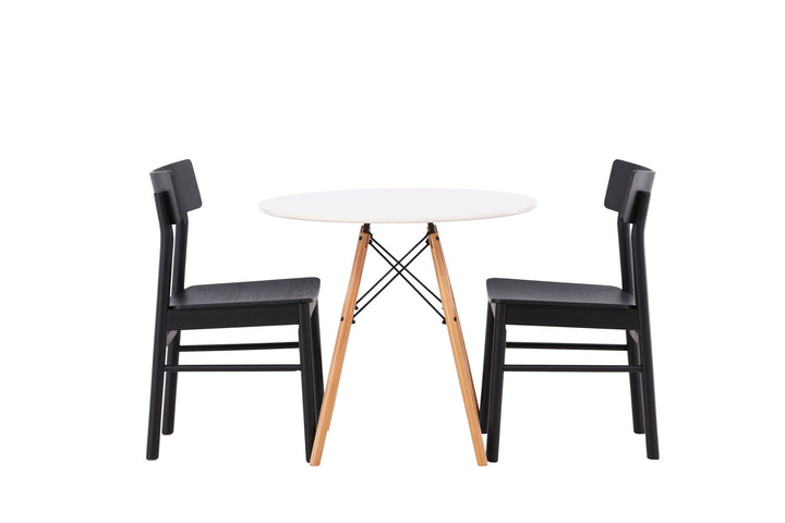 Venture Home Danburi Dining Table - Woodlook / Woodlook MDF +Montros Dining Chair - Natural / Natural Rubberwood _2