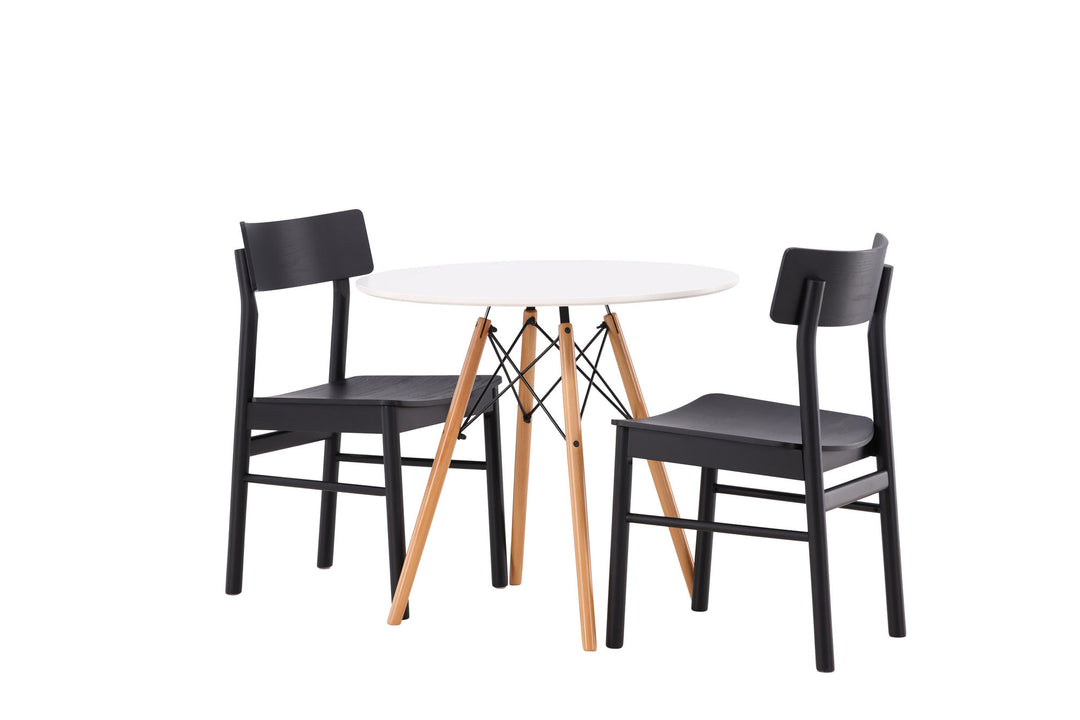Venture Home Danburi Dining Table - Woodlook / Woodlook MDF +Montros Dining Chair - Natural / Natural Rubberwood _2