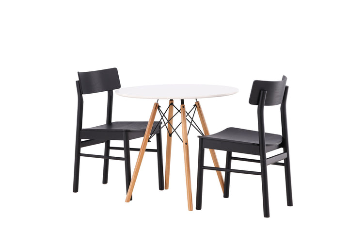 Venture Home Danburi Dining Table - Woodlook / Woodlook MDF +Montros Dining Chair - Natural / Natural Rubberwood _2