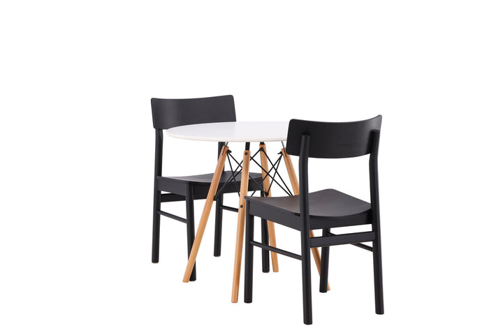 Venture Home Danburi Dining Table - Woodlook / Woodlook MDF +Montros Dining Chair - Natural / Natural Rubberwood _2