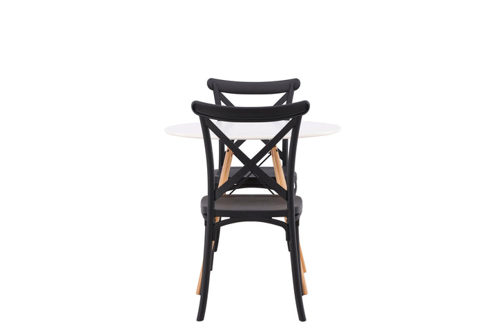 Venture Home Danburi Dining Table - Woodlook / Woodlook MDF +Crosett Dining Chair - Matte Black / Matte Black Plastic _2