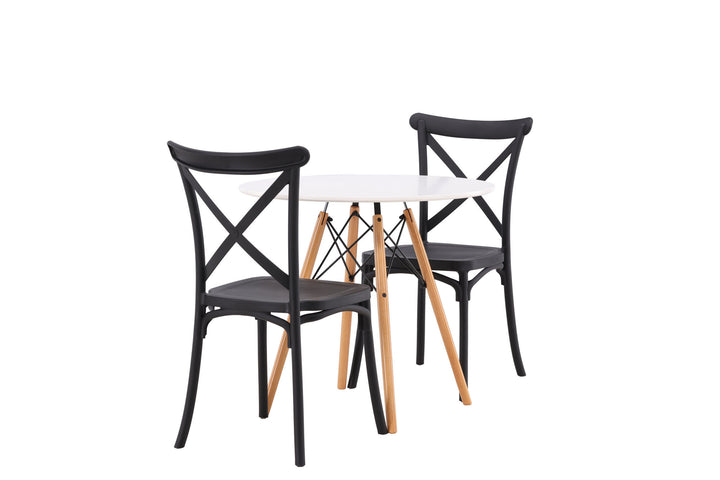 Venture Home Danburi Dining Table - Woodlook / Woodlook MDF +Crosett Dining Chair - Matte Black / Matte Black Plastic _2