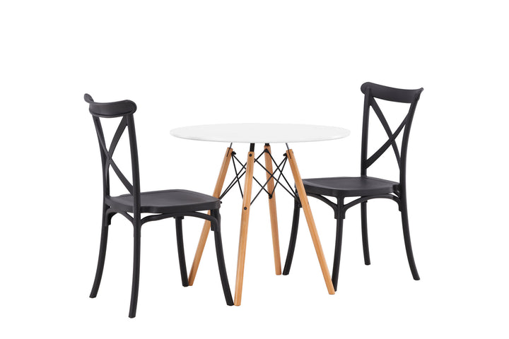 Venture Home Danburi Dining Table - Woodlook / Woodlook MDF +Crosett Dining Chair - Matte Black / Matte Black Plastic _2