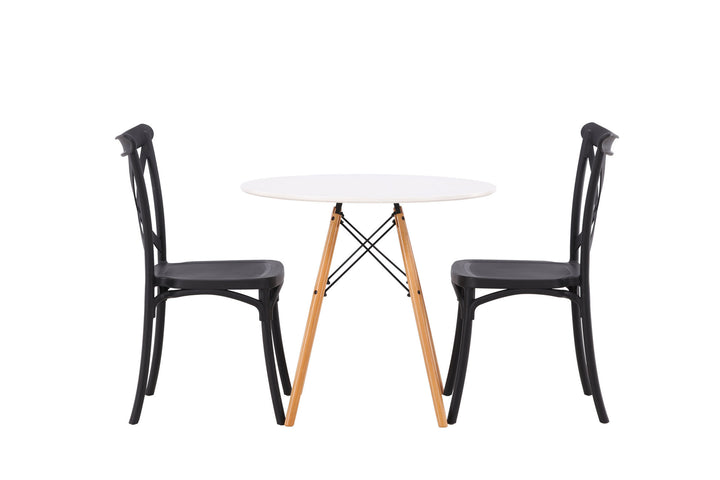Venture Home Danburi Dining Table - Woodlook / Woodlook MDF +Crosett Dining Chair - Matte Black / Matte Black Plastic _2