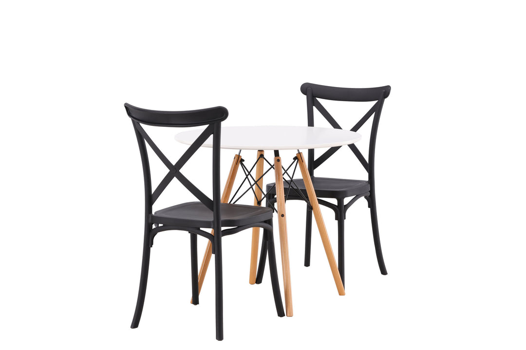 Venture Home Danburi Dining Table - Woodlook / Woodlook MDF +Crosett Dining Chair - Matte Black / Matte Black Plastic _2