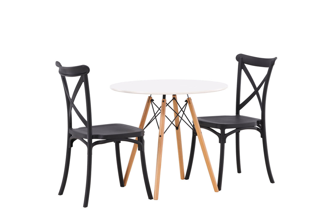 Venture Home Danburi Dining Table - Woodlook / Woodlook MDF +Crosett Dining Chair - Matte Black / Matte Black Plastic _2
