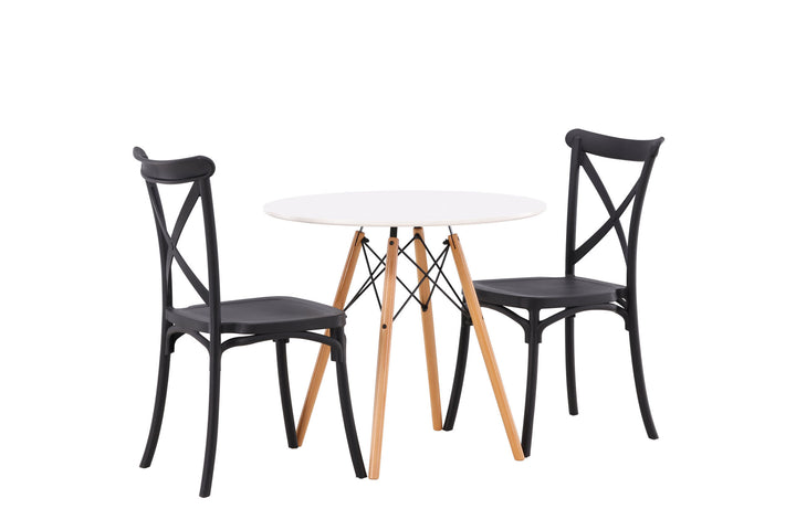Venture Home Danburi Dining Table - Woodlook / Woodlook MDF +Crosett Dining Chair - Matte Black / Matte Black Plastic _2