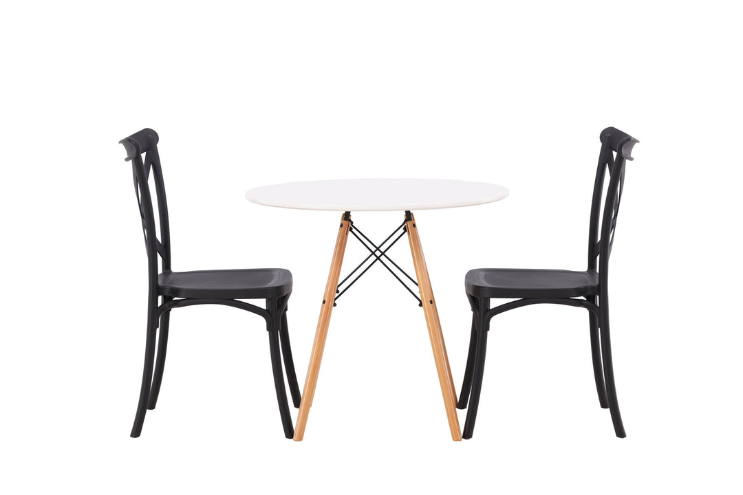 Venture Home Danburi Dining Table - Woodlook / Woodlook MDF +Crosett Dining Chair - Matte Black / Matte Black Plastic _2