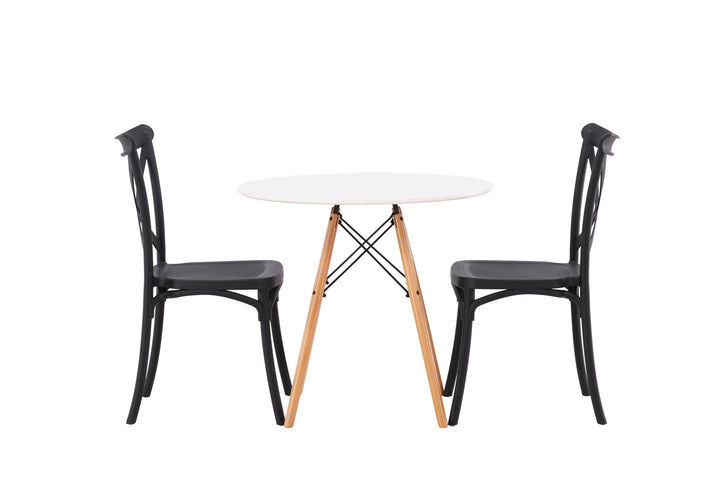 Venture Home Danburi Dining Table - Woodlook / Woodlook MDF +Crosett Dining Chair - Matte Black / Matte Black Plastic _2