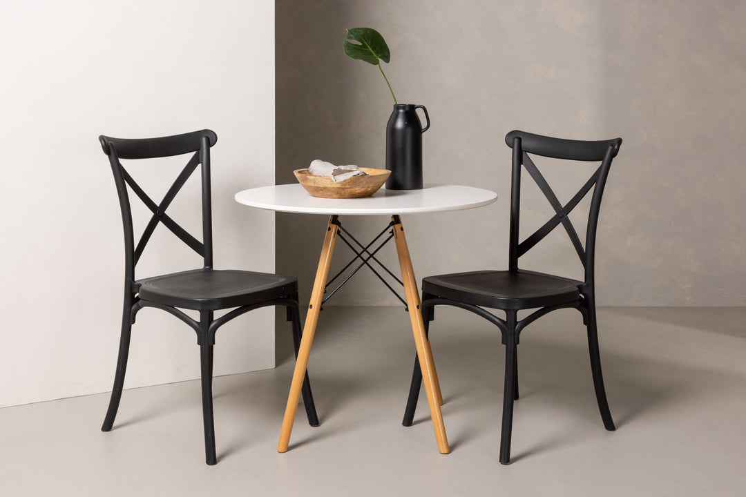Venture Home Danburi Dining Table - Woodlook / Woodlook MDF +Crosett Dining Chair - Matte Black / Matte Black Plastic _2