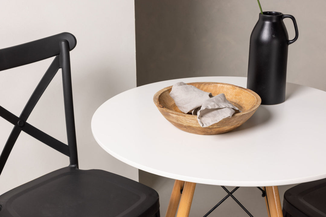 Venture Home Danburi Dining Table - Woodlook / Woodlook MDF +Crosett Dining Chair - Matte Black / Matte Black Plastic _2