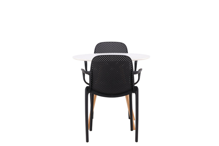 Venture Home Danburi Dining Table - Woodlook / Woodlook MDF + Baltimore Dining Chair - Black / Black Plastic _2