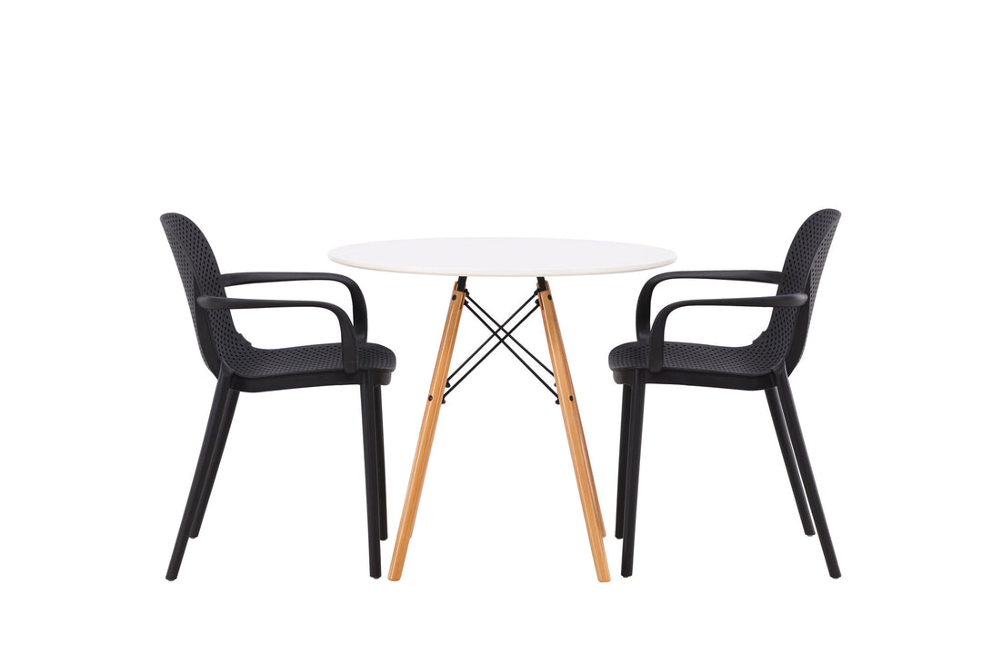 Venture Home Danburi Dining Table - Woodlook / Woodlook MDF + Baltimore Dining Chair - Black / Black Plastic _2