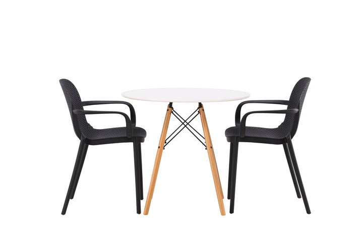 Venture Home Danburi Dining Table - Woodlook / Woodlook MDF + Baltimore Dining Chair - Black / Black Plastic _2