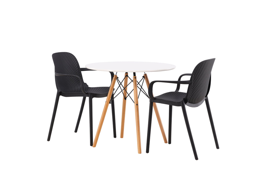 Venture Home Danburi Dining Table - Woodlook / Woodlook MDF + Baltimore Dining Chair - Black / Black Plastic _2
