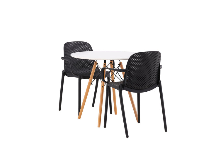 Venture Home Danburi Dining Table - Woodlook / Woodlook MDF + Baltimore Dining Chair - Black / Black Plastic _2