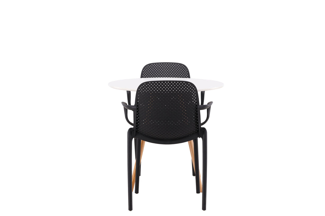 Venture Home Danburi Dining Table - Woodlook / Woodlook MDF + Baltimore Dining Chair - Black / Black Plastic _2