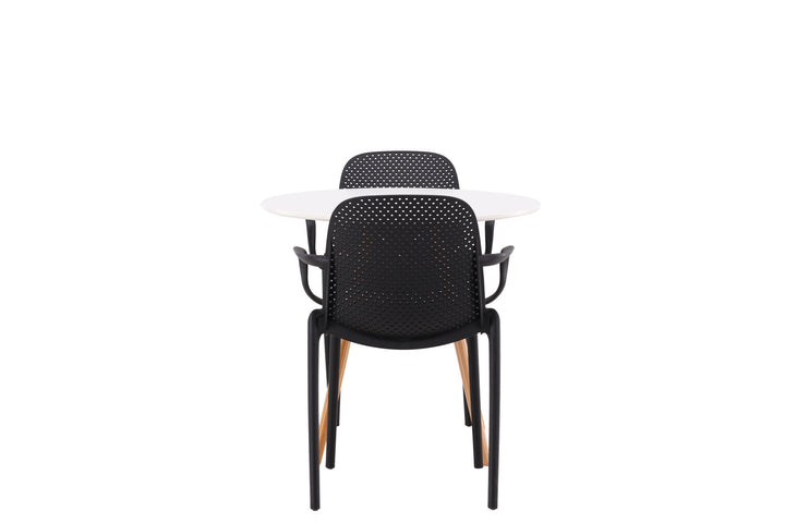 Venture Home Danburi Dining Table - Woodlook / Woodlook MDF + Baltimore Dining Chair - Black / Black Plastic _2