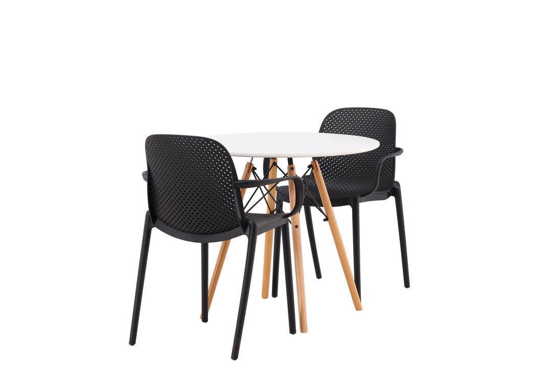 Venture Home Danburi Dining Table - Woodlook / Woodlook MDF + Baltimore Dining Chair - Black / Black Plastic _2
