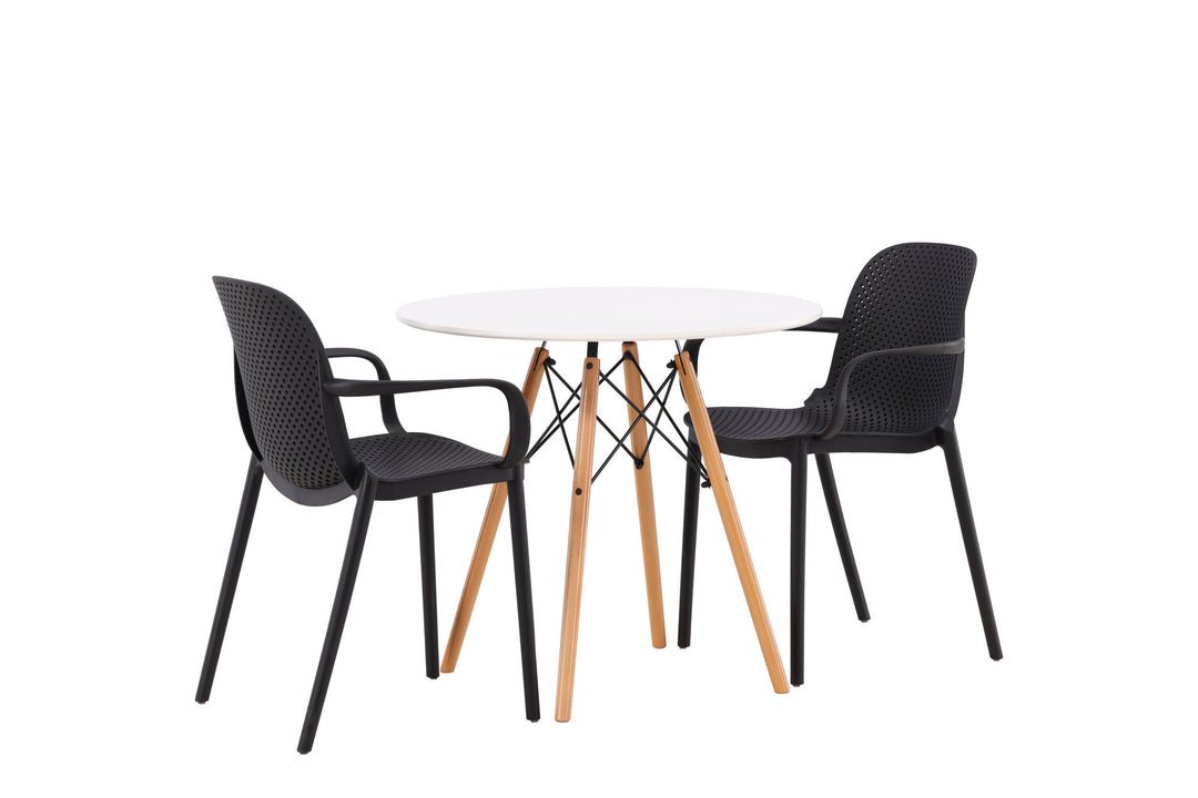 Venture Home Danburi Dining Table - Woodlook / Woodlook MDF + Baltimore Dining Chair - Black / Black Plastic _2