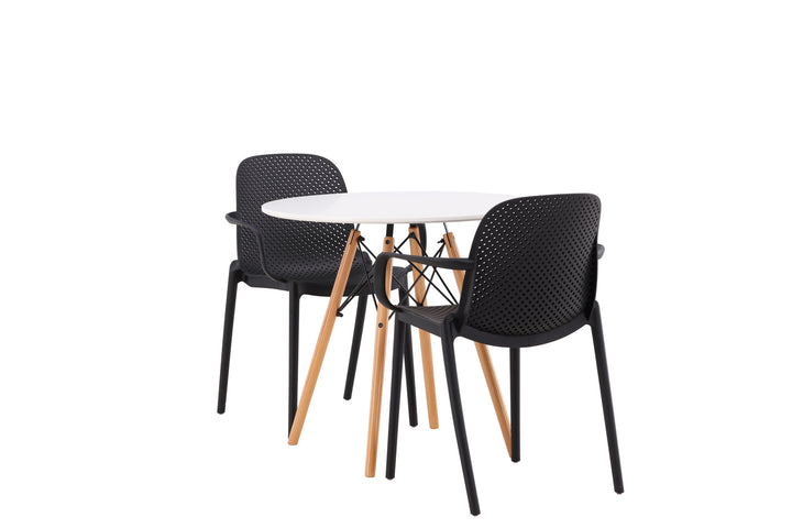 Venture Home Danburi Dining Table - Woodlook / Woodlook MDF + Baltimore Dining Chair - Black / Black Plastic _2