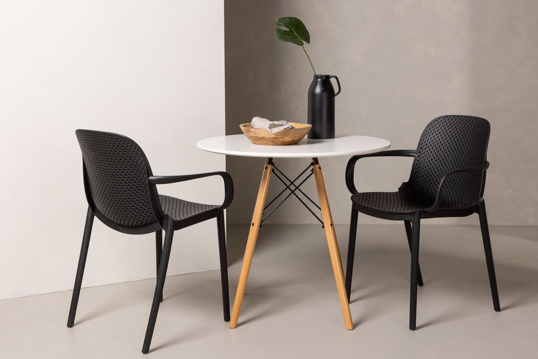 Venture Home Danburi Dining Table - Woodlook / Woodlook MDF + Baltimore Dining Chair - Black / Black Plastic _2