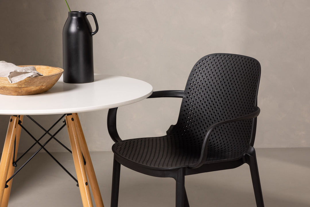 Venture Home Danburi Dining Table - Woodlook / Woodlook MDF + Baltimore Dining Chair - Black / Black Plastic _2
