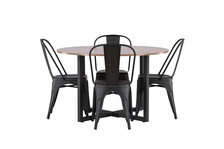 Venture Home Durango Dining Table - Black / Walnut MDF +Tempe Dining Chair - Matte black / Metal _4