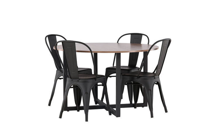 Venture Home Durango Dining Table - Black / Walnut MDF +Tempe Dining Chair - Matte black / Metal _4