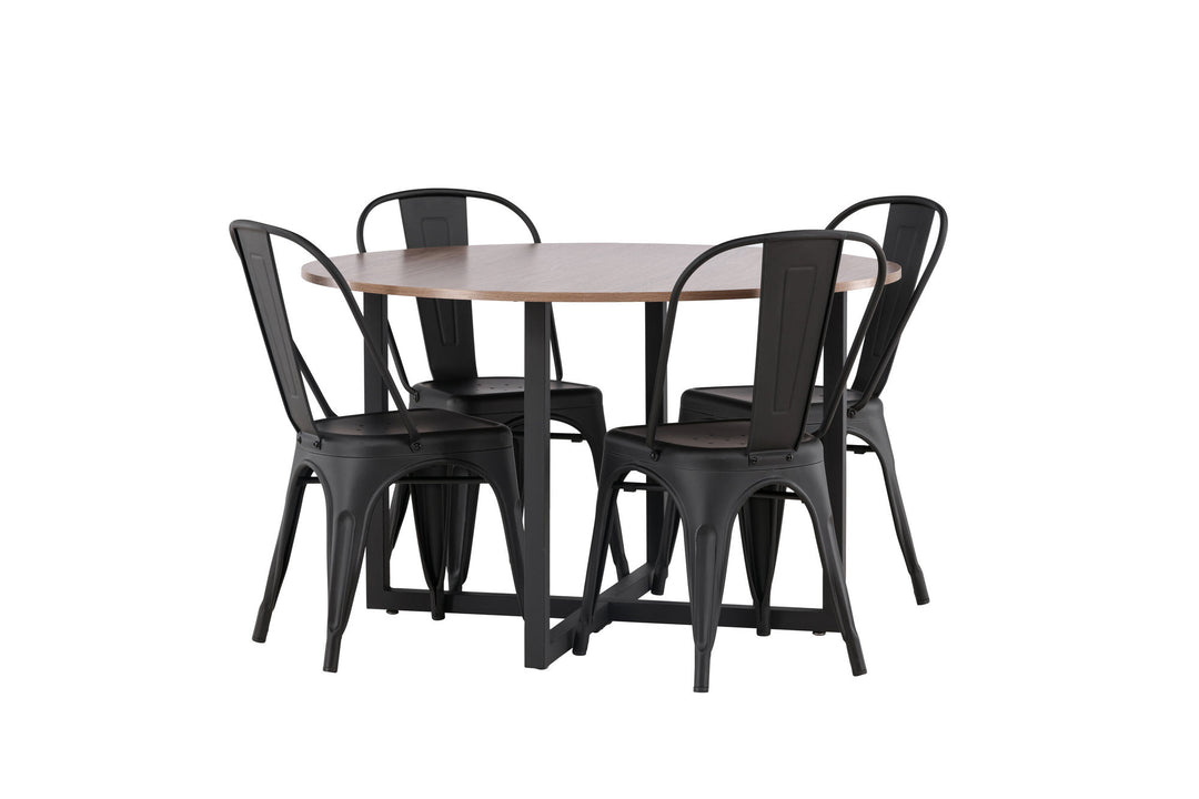 Venture Home Durango Dining Table - Black / Walnut MDF +Tempe Dining Chair - Matte black / Metal _4