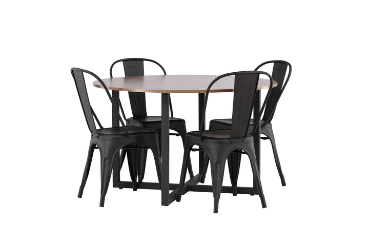 Venture Home Durango Dining Table - Black / Walnut MDF +Tempe Dining Chair - Matte black / Metal _4