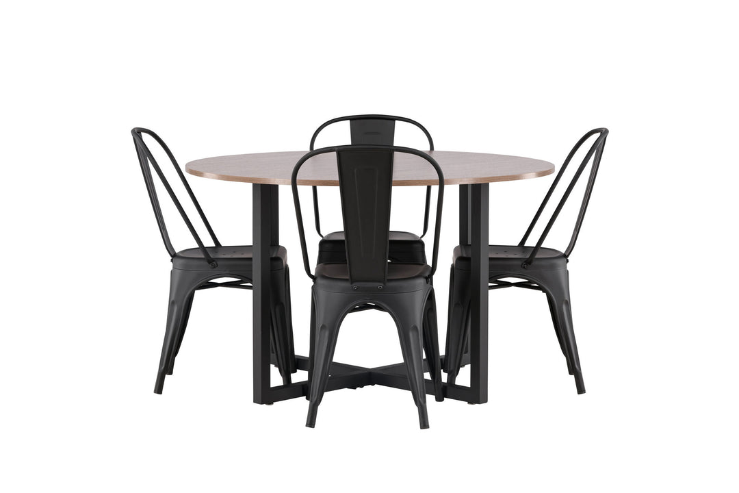 Venture Home Durango Dining Table - Black / Walnut MDF +Tempe Dining Chair - Matte black / Metal _4
