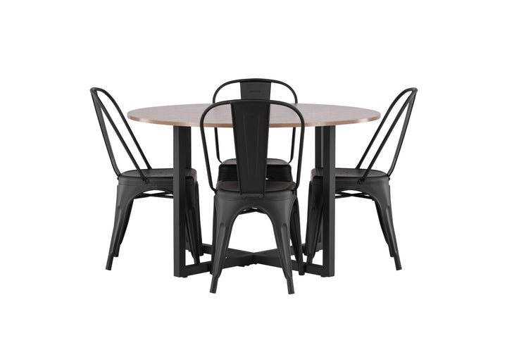 Venture Home Durango Dining Table - Black / Walnut MDF +Tempe Dining Chair - Matte black / Metal _4