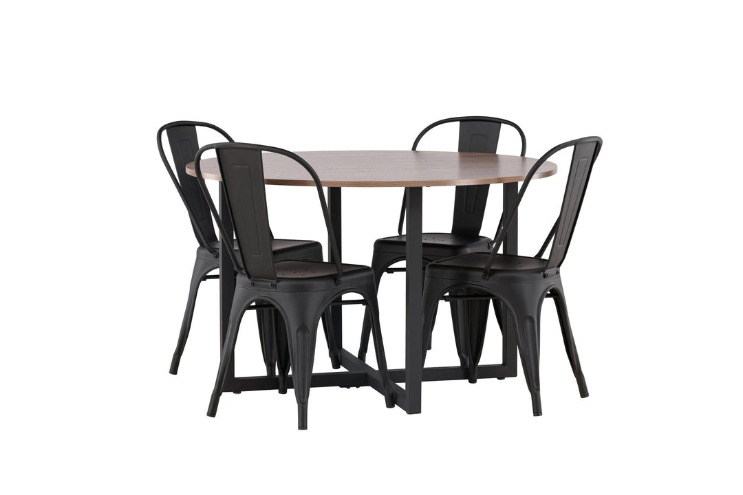 Venture Home Durango Dining Table - Black / Walnut MDF +Tempe Dining Chair - Matte black / Metal _4