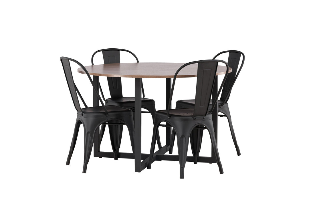 Venture Home Durango Dining Table - Black / Walnut MDF +Tempe Dining Chair - Matte black / Metal _4