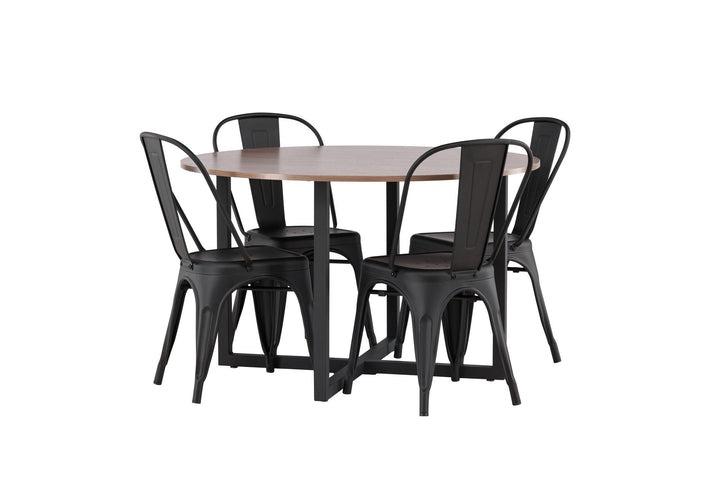 Venture Home Durango Dining Table - Black / Walnut MDF +Tempe Dining Chair - Matte black / Metal _4