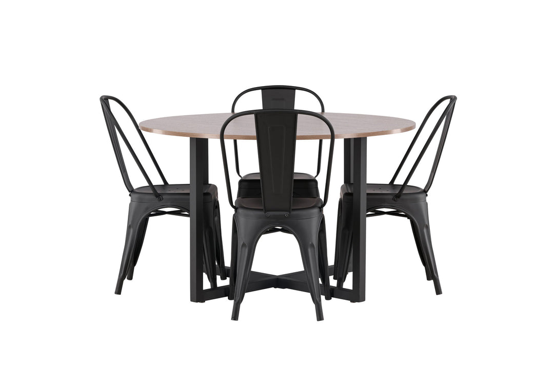 Venture Home Durango Dining Table - Black / Walnut MDF +Tempe Dining Chair - Matte black / Metal _4