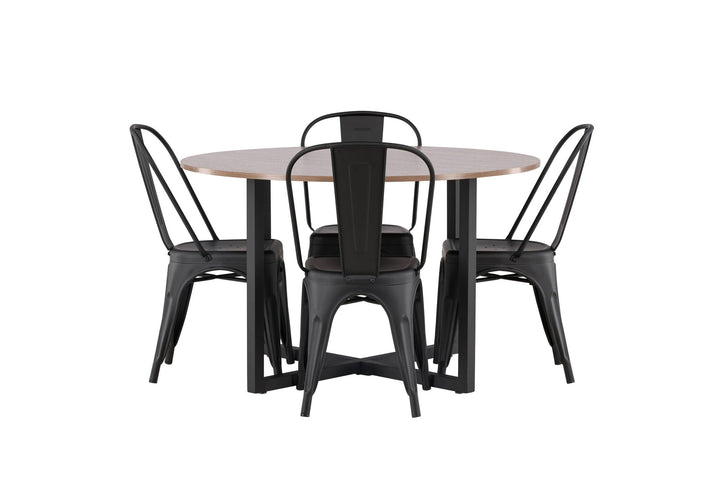Venture Home Durango Dining Table - Black / Walnut MDF +Tempe Dining Chair - Matte black / Metal _4