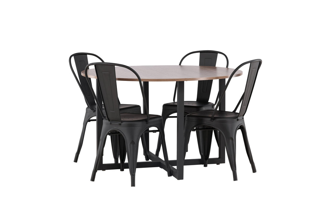 Venture Home Durango Dining Table - Black / Walnut MDF +Tempe Dining Chair - Matte black / Metal _4