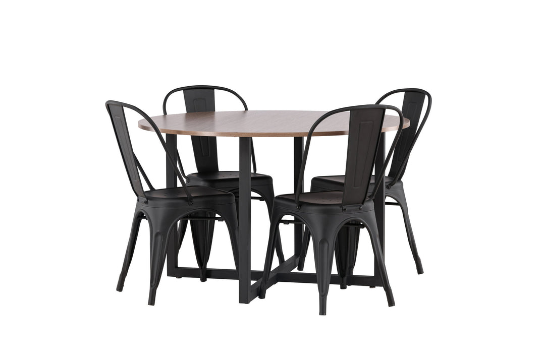 Venture Home Durango Dining Table - Black / Walnut MDF +Tempe Dining Chair - Matte black / Metal _4