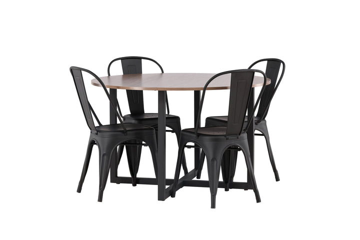 Venture Home Durango Dining Table - Black / Walnut MDF +Tempe Dining Chair - Matte black / Metal _4