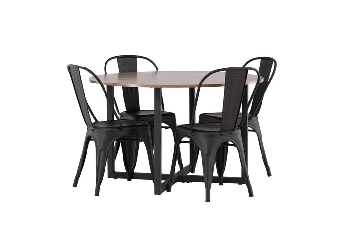 Venture Home Durango Dining Table - Black / Walnut MDF +Tempe Dining Chair - Matte black / Metal _4