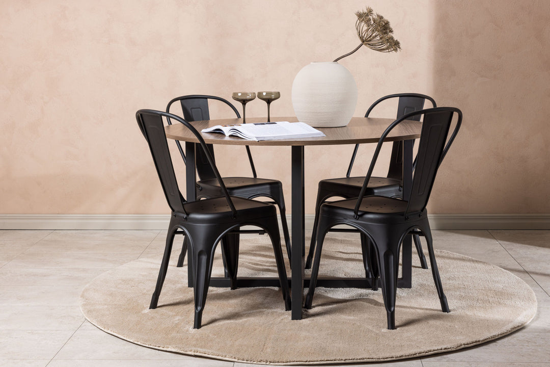 Venture Home Durango Dining Table - Black / Walnut MDF +Tempe Dining Chair - Matte black / Metal _4