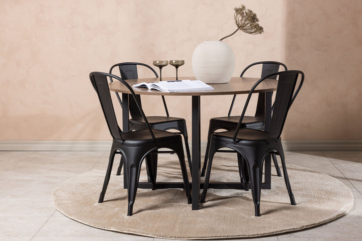 Venture Home Durango Dining Table - Black / Walnut MDF +Tempe Dining Chair - Matte black / Metal _4