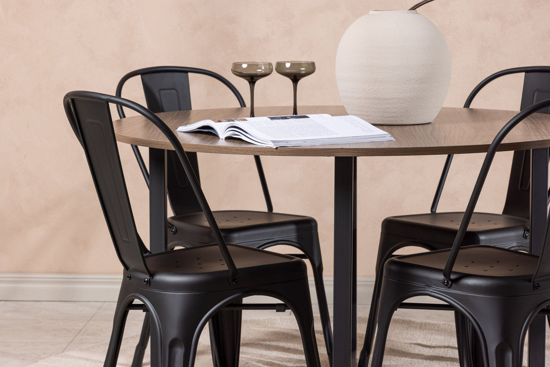 Venture Home Durango Dining Table - Black / Walnut MDF +Tempe Dining Chair - Matte black / Metal _4