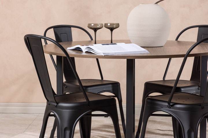 Venture Home Durango Dining Table - Black / Walnut MDF +Tempe Dining Chair - Matte black / Metal _4
