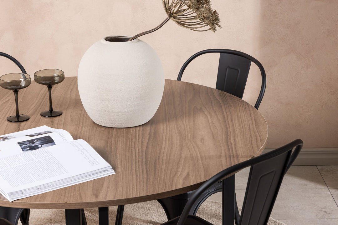 Venture Home Durango Dining Table - Black / Walnut MDF +Tempe Dining Chair - Matte black / Metal _4